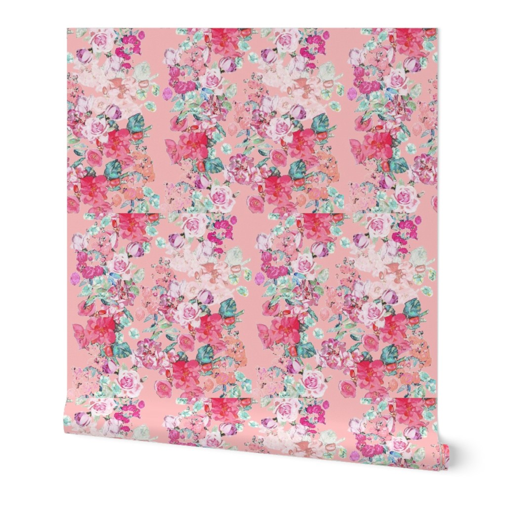 Vintage inspired floral in Peach, Pink, and Mint 