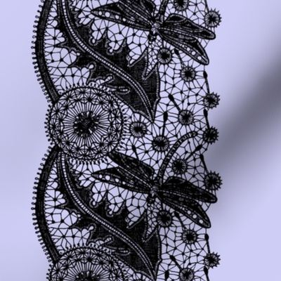 Dragonfly Lace ~ Border Print ~ Periwinkle & Black 