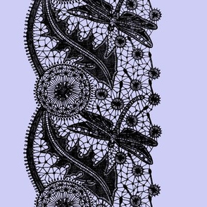Dragonfly Lace ~ Border Print ~ Periwinkle & Black 