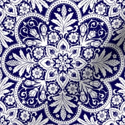 Bourgogne Tile ~  Admiral  ~ White and Blue