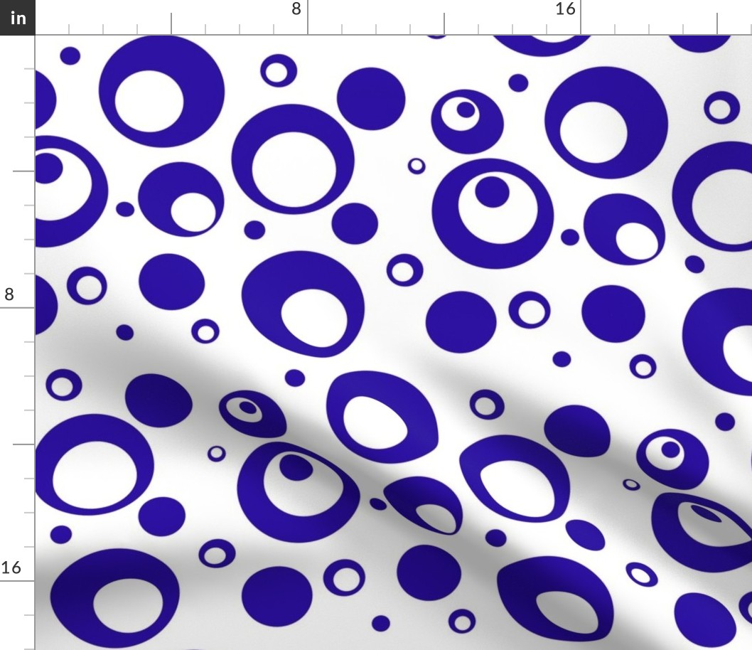 Circles and Dots Blue on White