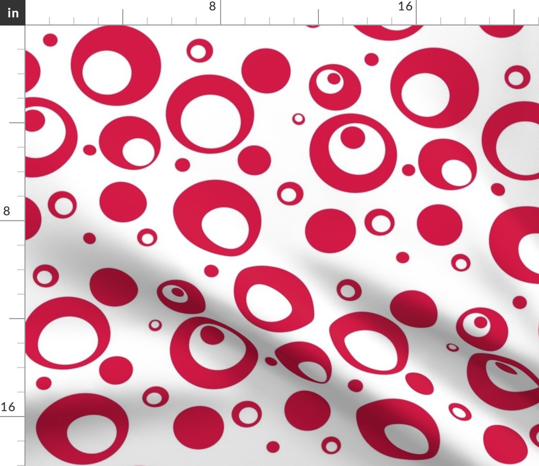 Circles and Dots White with Geranium Red