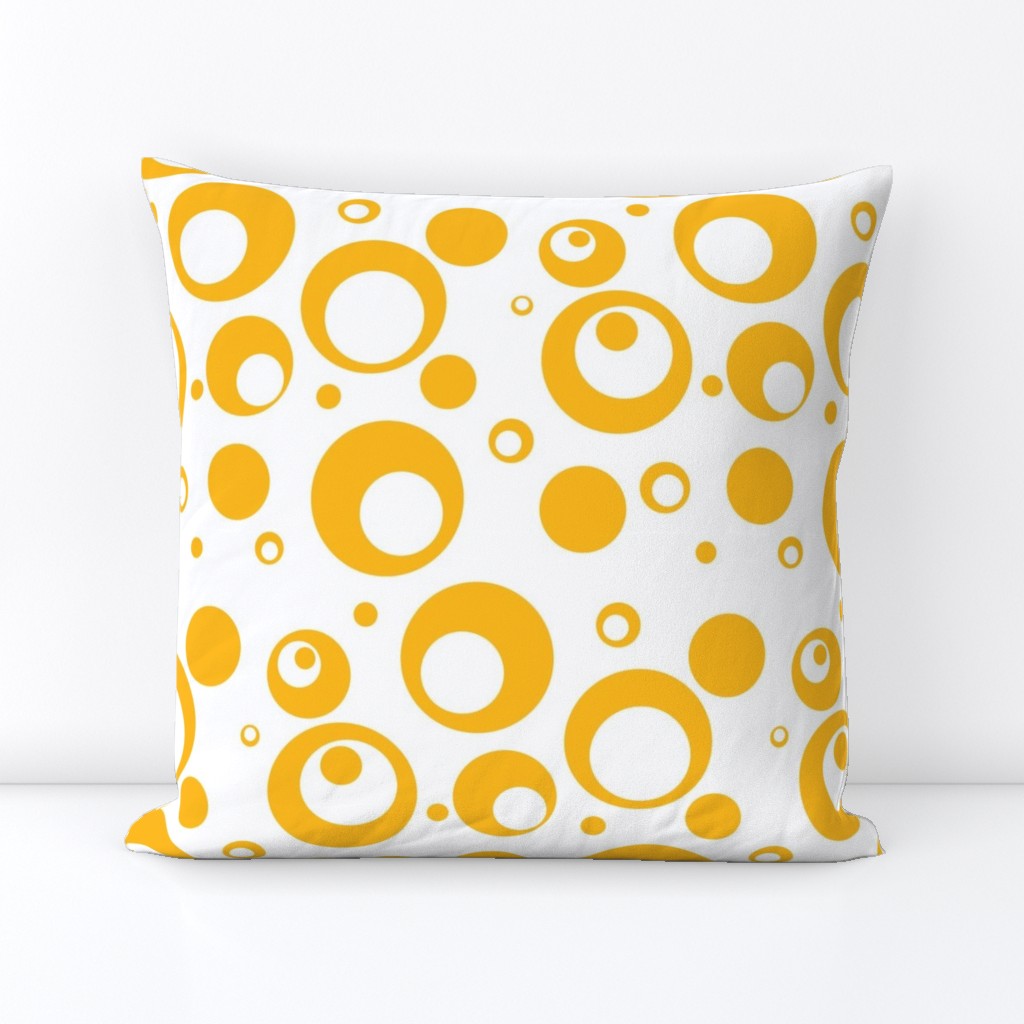 Circles and Dots White with Mango