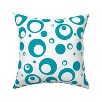 Circles and Dots White with Turquoise