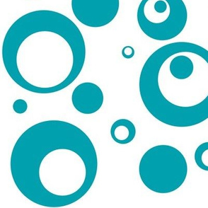 Circles and Dots White with Turquoise