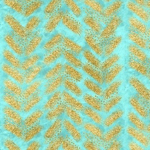 Bright Mint // Turquoise Watercolor + Gold Glitter Chevrons
