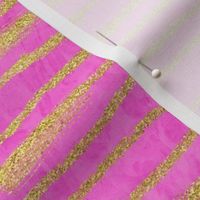 Hot Pink Watercolor + Gold Glitter Stripe