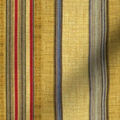 Patriot stripe linen in red, blue and tan