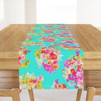 Summer Bright Floral Cluster // Turquoise 