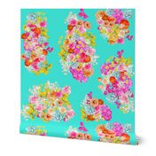 Summer Bright Floral Cluster // Turquoise 