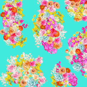 Summer Bright Floral Cluster // Turquoise 