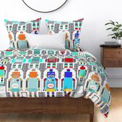 funky retro robots -cut and sew template-pattern