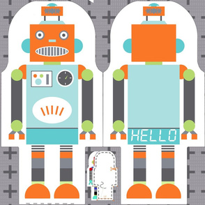 funky retro robots -cut and sew template-pattern