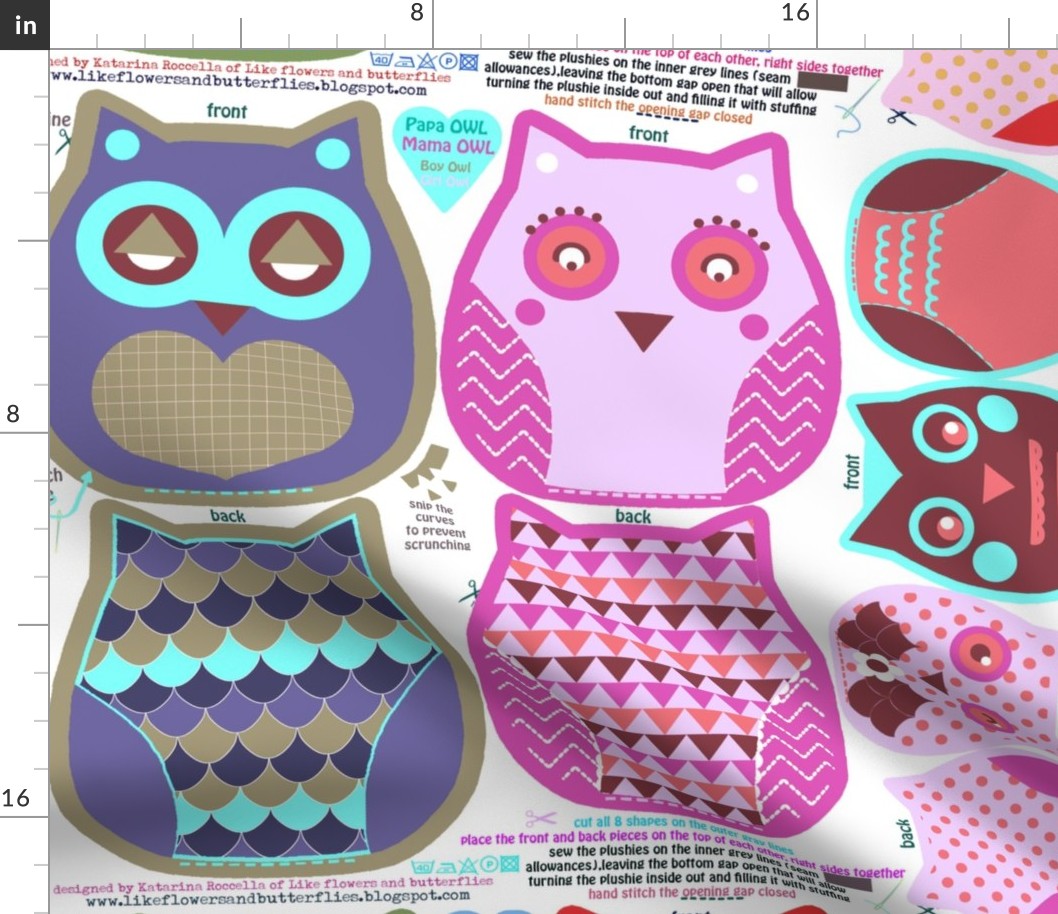 funky owls-cut and sew pattern