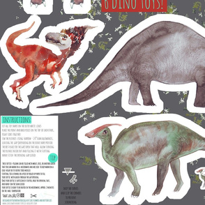 6 dinosaur softie toys - cut and sew pattern-template