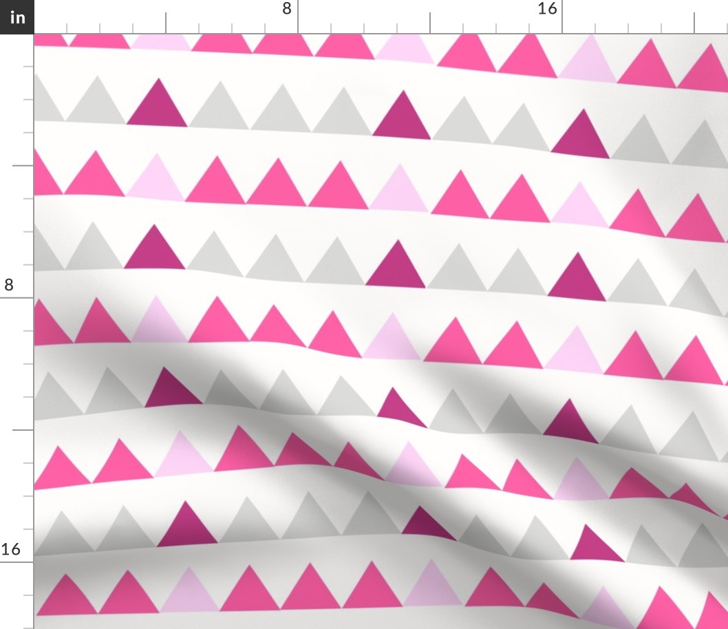 Pink Triangles - Pink, Fuchsia, Grey