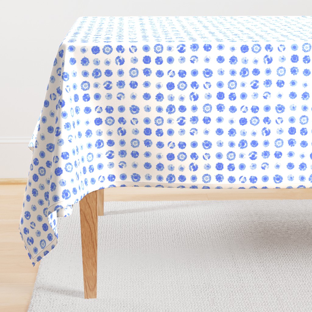 daisy polkadots in chicory blue