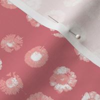 daisy polkadots in white on peach-pink