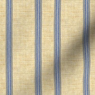 Grain Sack stripe in blue and linen