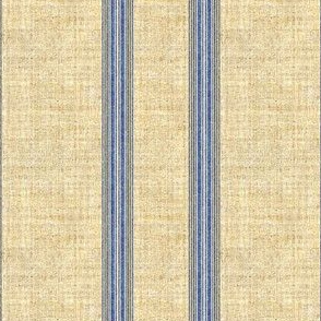 Grain Sack stripe in blue and linen