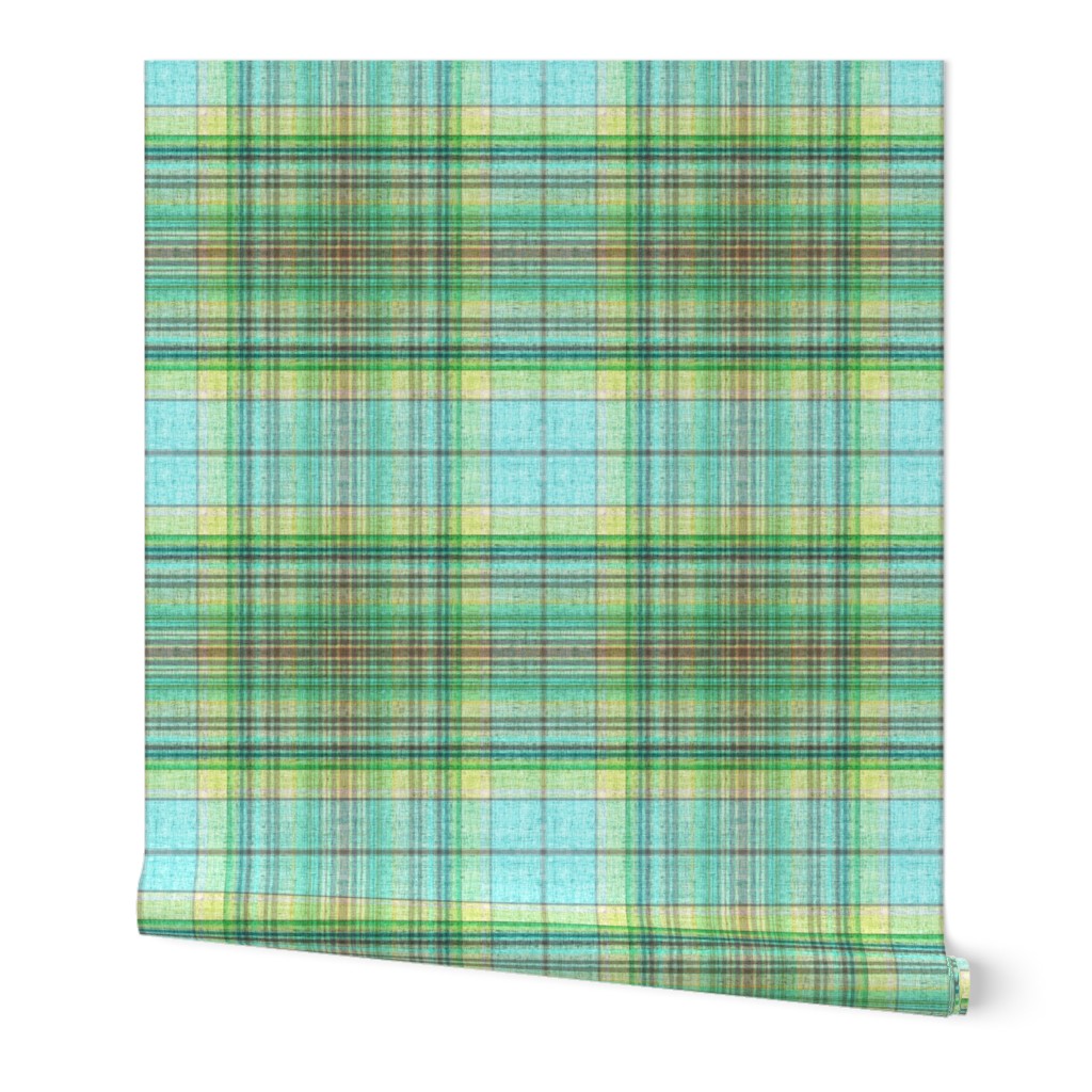 Beach House plaid in blue and green 