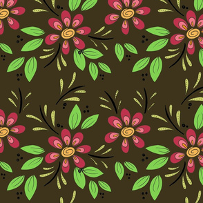 Floral flourish on brown