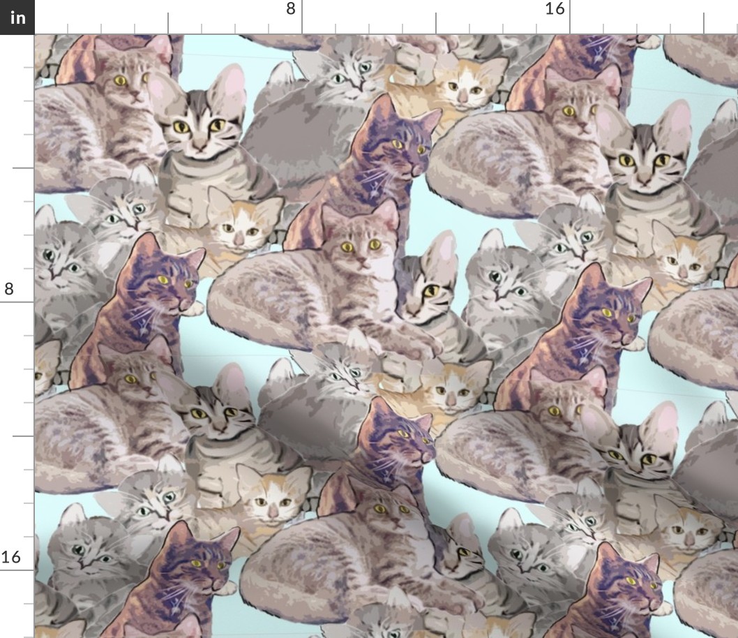 Cats and Kittens fabric mural