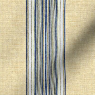 Ticking Stripe Grain Sack blue and linen wide stripe