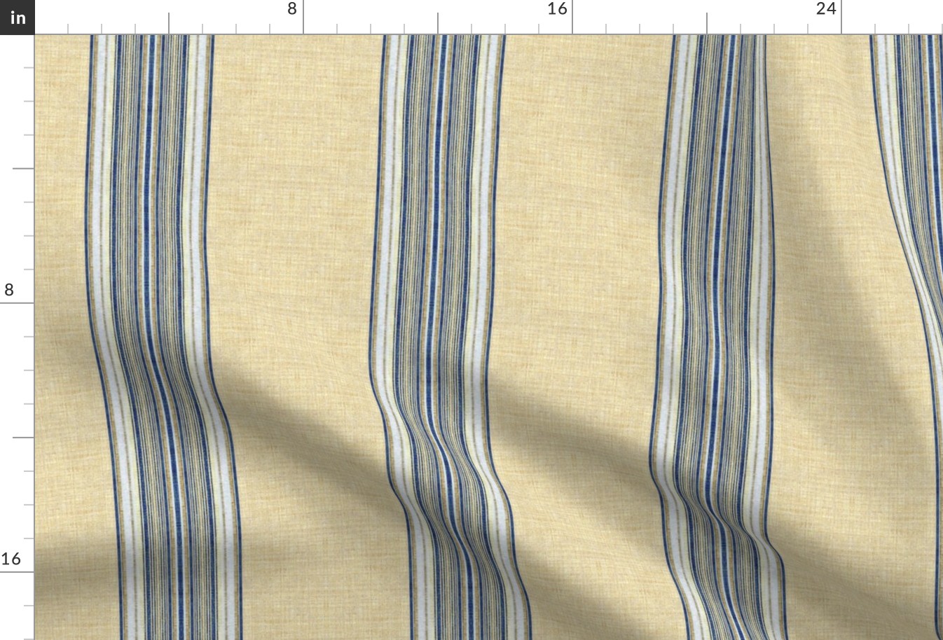 Ticking Stripe Grain Sack blue and linen wide stripe