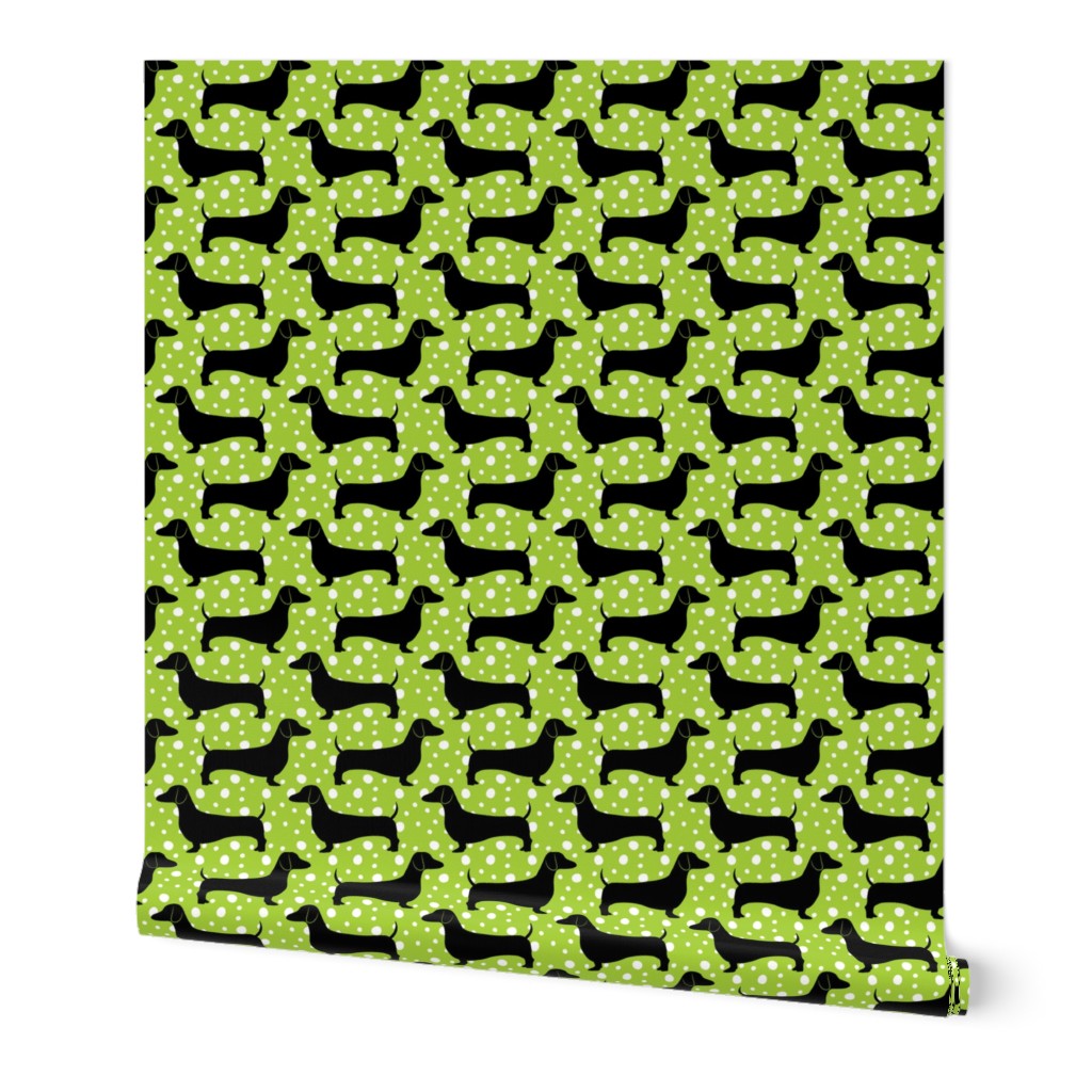 Polka Dachshunds (Green and Black)