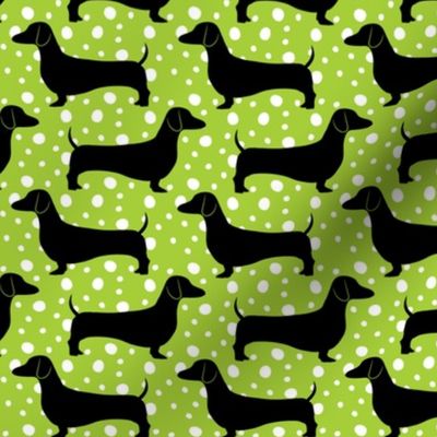 Polka Dachshunds (Green and Black)