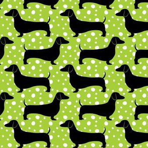 Polka Dachshunds (Green and Black)