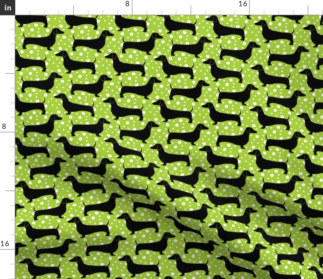 Polka Dachshunds (Green and Black)