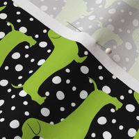 Polka Dachshunds (Black and Green)