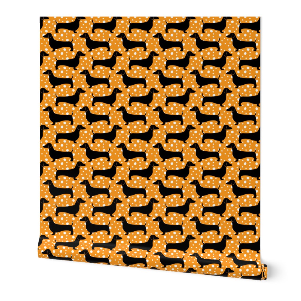 Polka Dachshunds (Orange and Black)