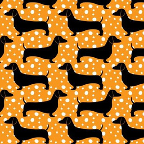 Polka Dachshunds (Orange and Black)