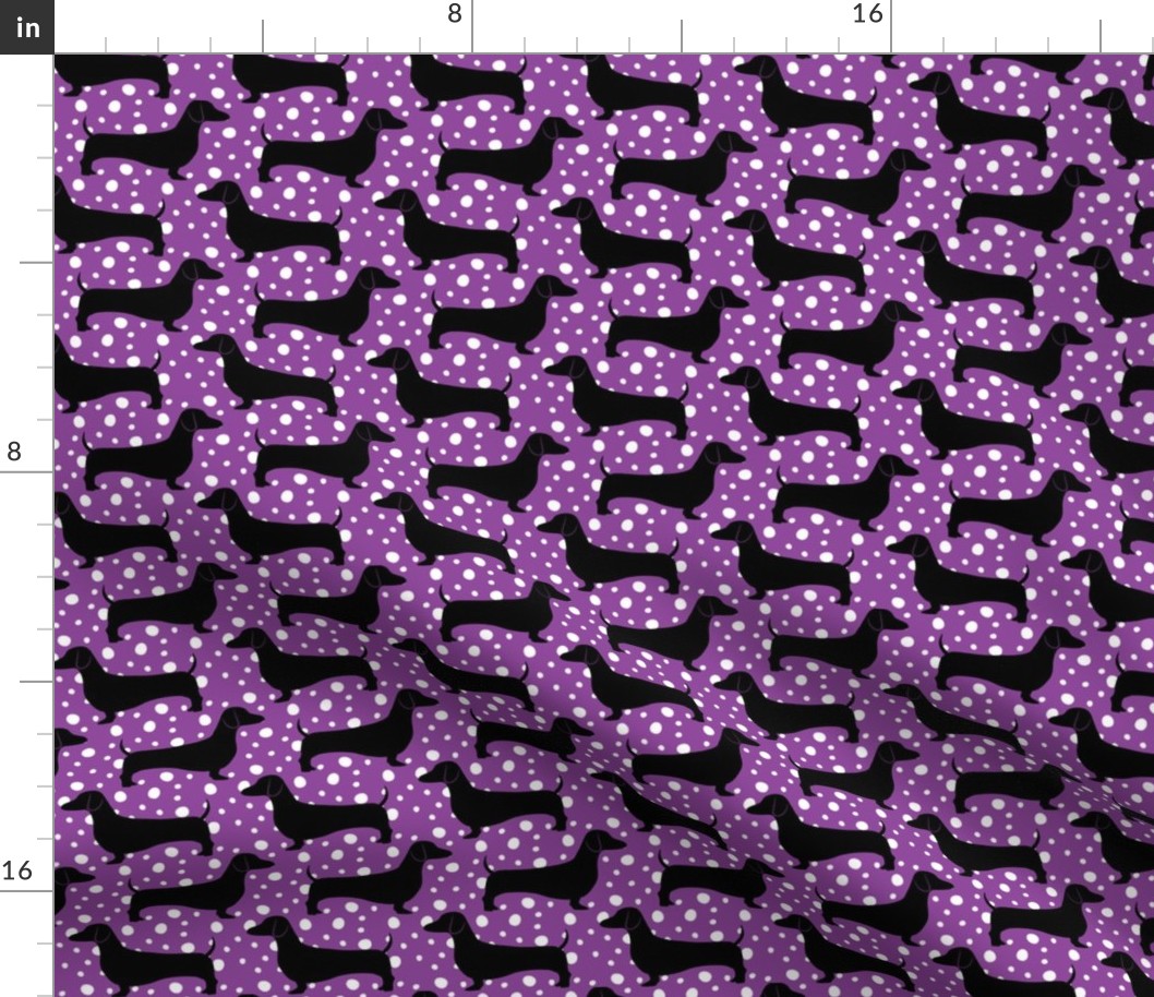 Polka Dachshunds (Purple and Black)