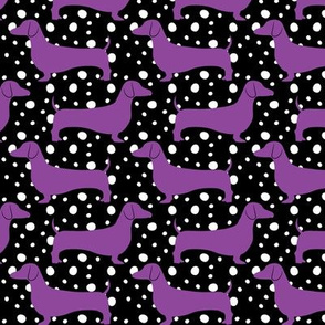 Polka Dachshunds (Black and Purple)