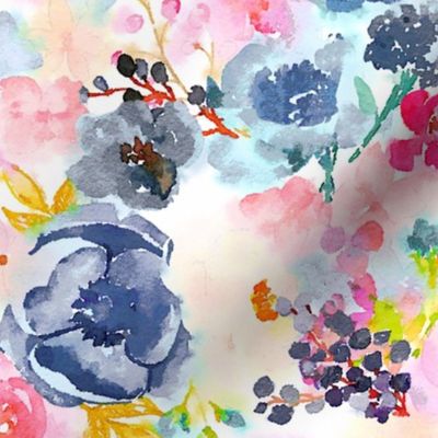 Spring Splendor Watercolor Floral (Medium Scale) 