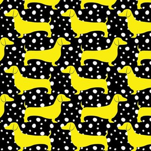 Polka Dachshunds (Black and Yellow)