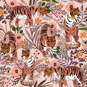 Mocha Mousse Floral Tigers