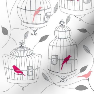 Rose Birds and Cages