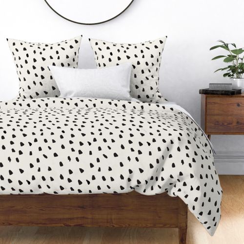 Large Painted Black Dots on Cream Fabric | Spoonflower