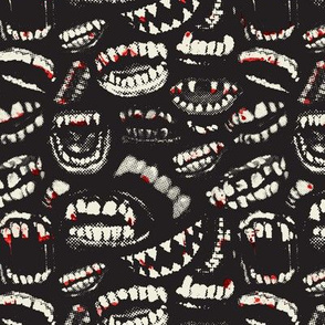 Monster Mouths! With Blood! - Black / Ecru