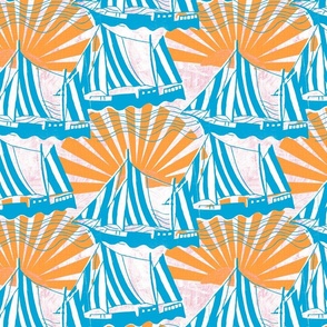 Medium Orange Geometric Sailboat Nautical Design