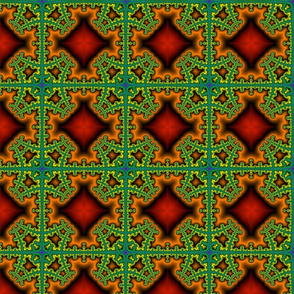 Fractal Plaid green/orange/black