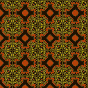 Fractal Plaid gold, orange, black