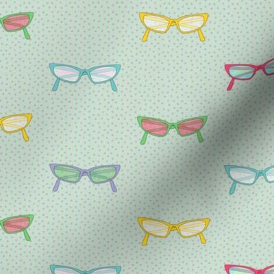 geek dress code multicolor glasses on dots and stripes