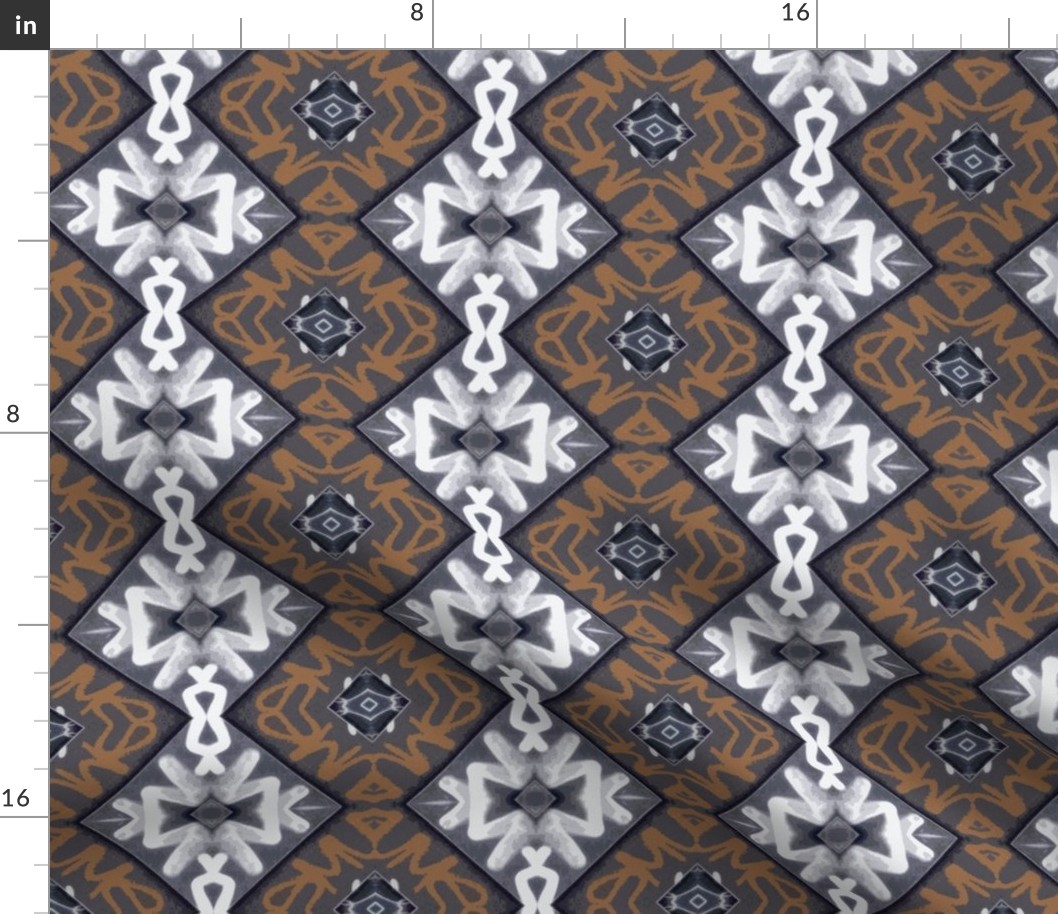 Gray, White, Sienna Tagging, snowflake variation