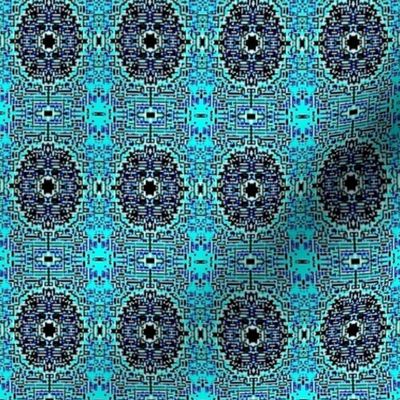 Teal blue flower tile